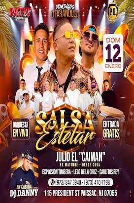 Sunday, January 12 DOMINGOS DE FARANDULA – SALSA ESTELAR