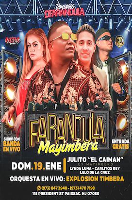 Sunday, January 19 DOMINGOS DE FARANDULA – FARANDULA MAYIMBERA