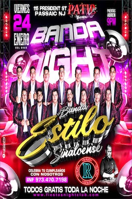 Friday, January 24th BANDA ESTILO SINALOENSE, DJ RUDY